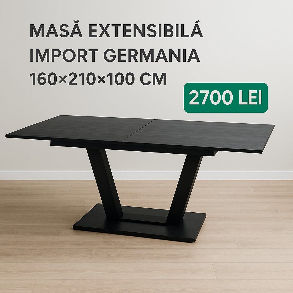 Masă neagră extensibilă, import Germania — imagine de prezentare