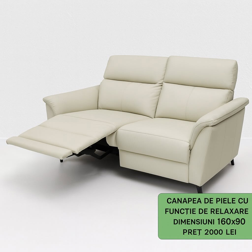 Canapea crem cu funcție de relaxare — Funcția de relaxare și suportul pentru picioare