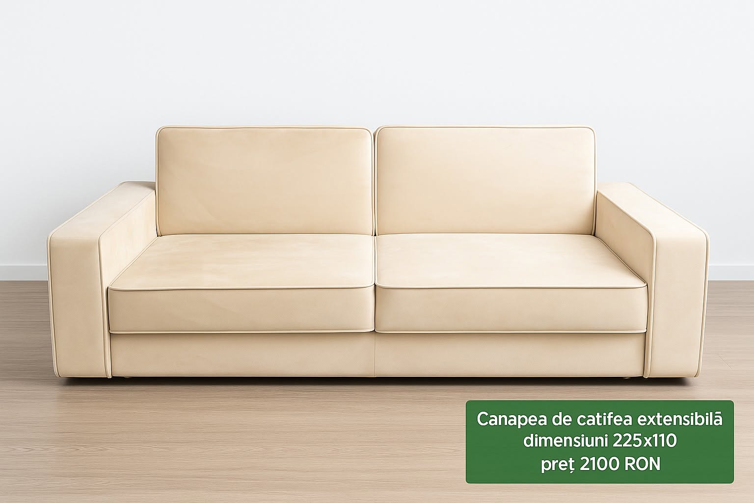 Canapea extensibilă din catifea crem — imagine de prezentare