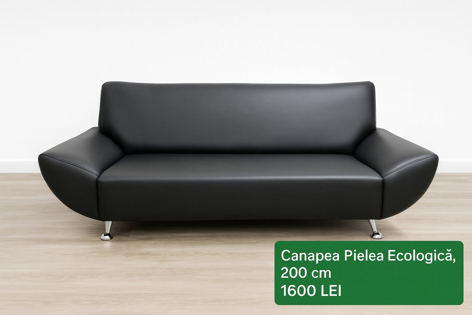 Canapea neagră din piele ecologică — imagine de prezentare