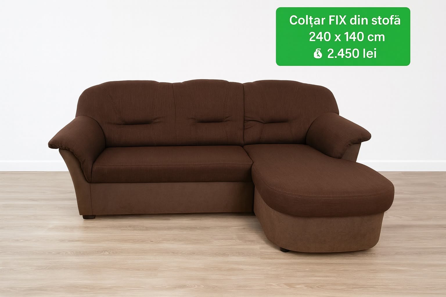 Colțar fix din stofă maro — imagine de prezentare