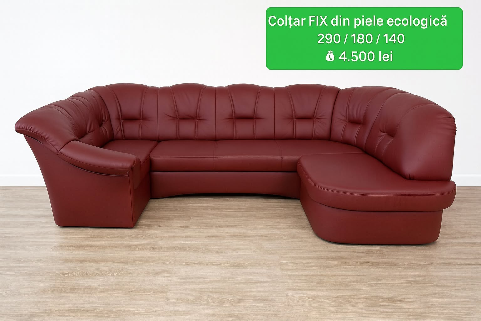 Colțar fix bordo din piele ecologică — imagine de prezentare