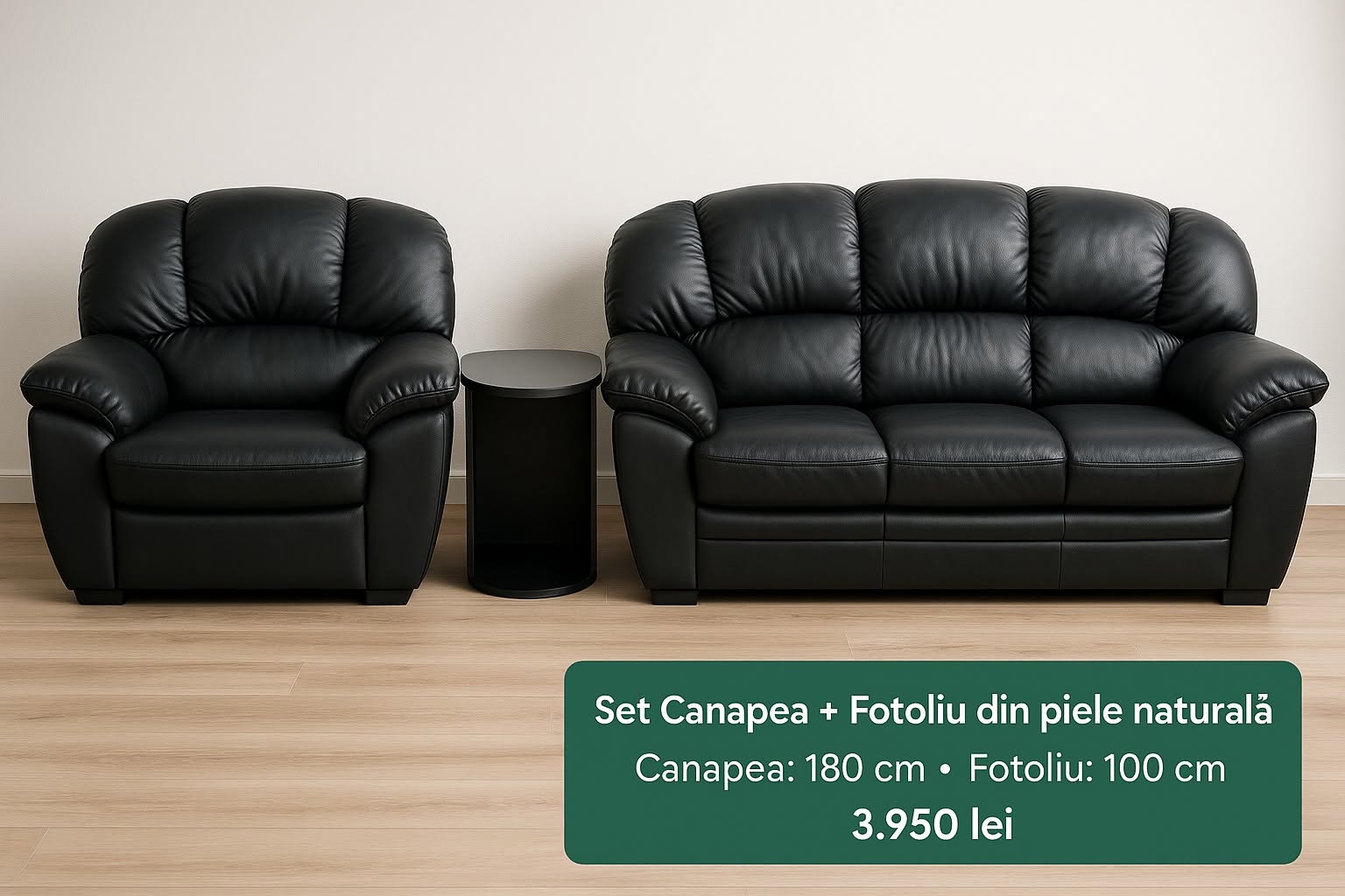 Set canapea și fotoliu din piele naturală — imagine de prezentare