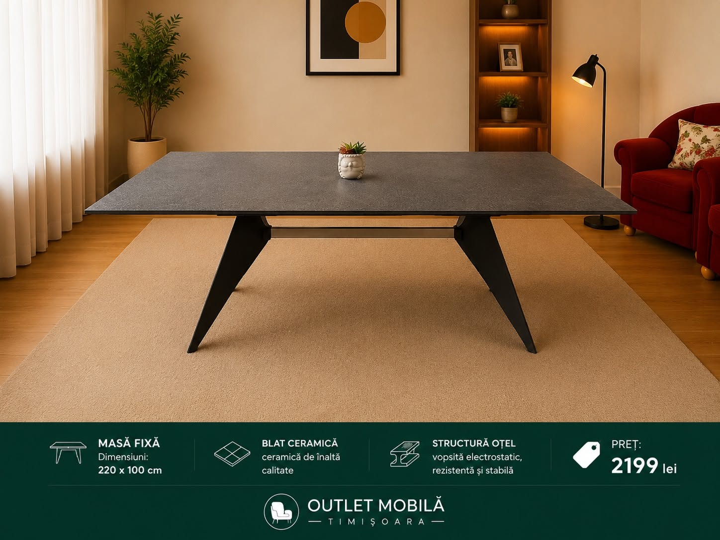 Masă fixă ceramică 220 × 100 — imagine de prezentare