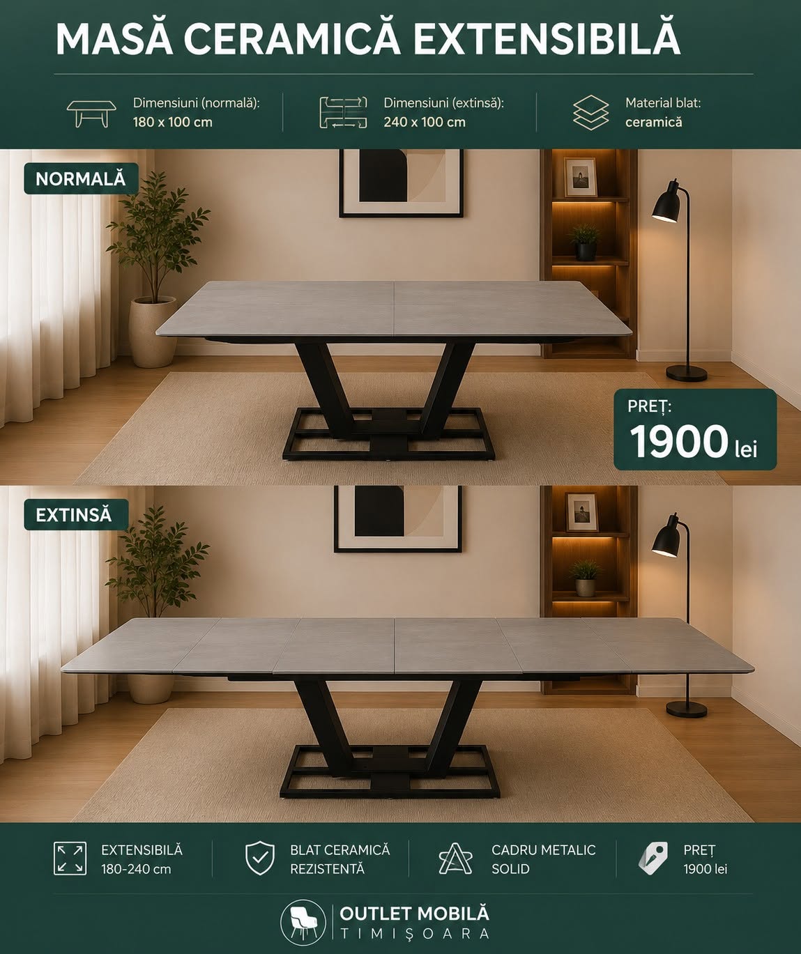 Masă ceramică extensibilă 180–240 — imagine de prezentare
